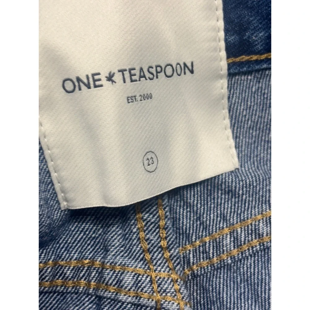 One‎ Teaspoon NEW Misty Blue Frankies Shorts Women's 23 Blue Denim Long Length